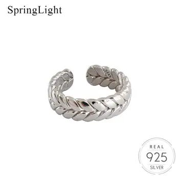 

Springlight Exquisite Designer Twist Personality Opening Ring Real 925 Sterling Silver Handmade Fine Jewelry Rings for Women