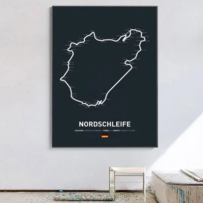 Формула 1 гоночный плакат Nordschleife F1 схема украшение для дома настенное искусство
