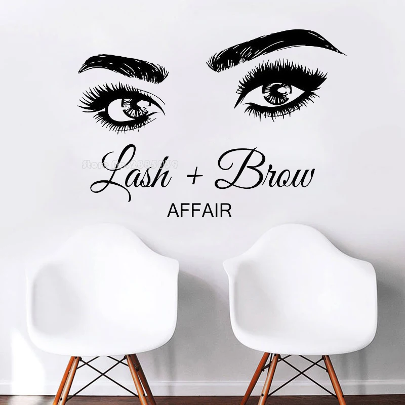 Beauty Salon Quote Wall Decal - Eyelashes Art Vinyl Sticker For Girls Room Decor - View #2