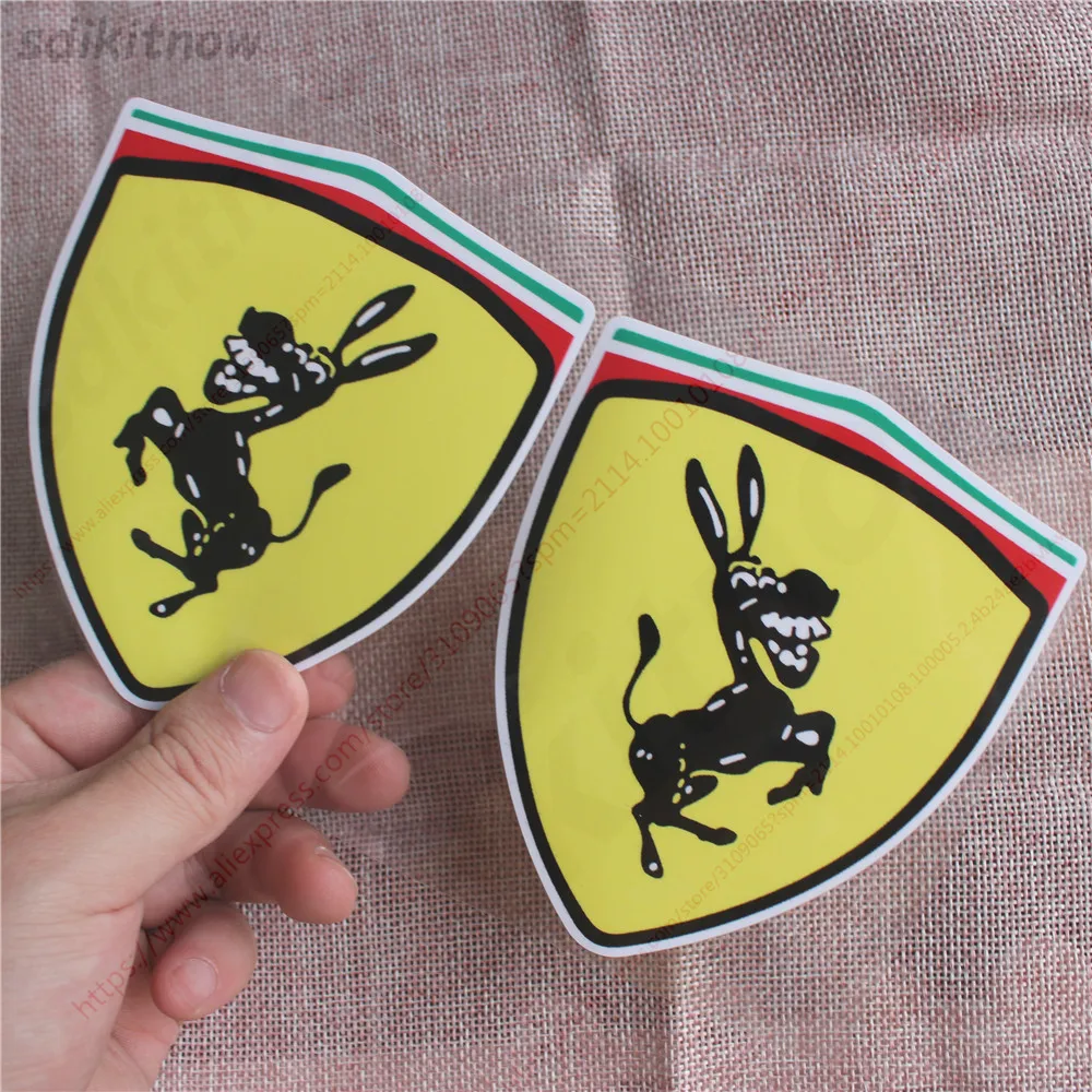 1pcs/2pcs aluminum Ferrari Donkey Sticker for Ferrari 3D Decoration Car  Sticker Auto Decals Creative Funny Car Styling - AliExpress