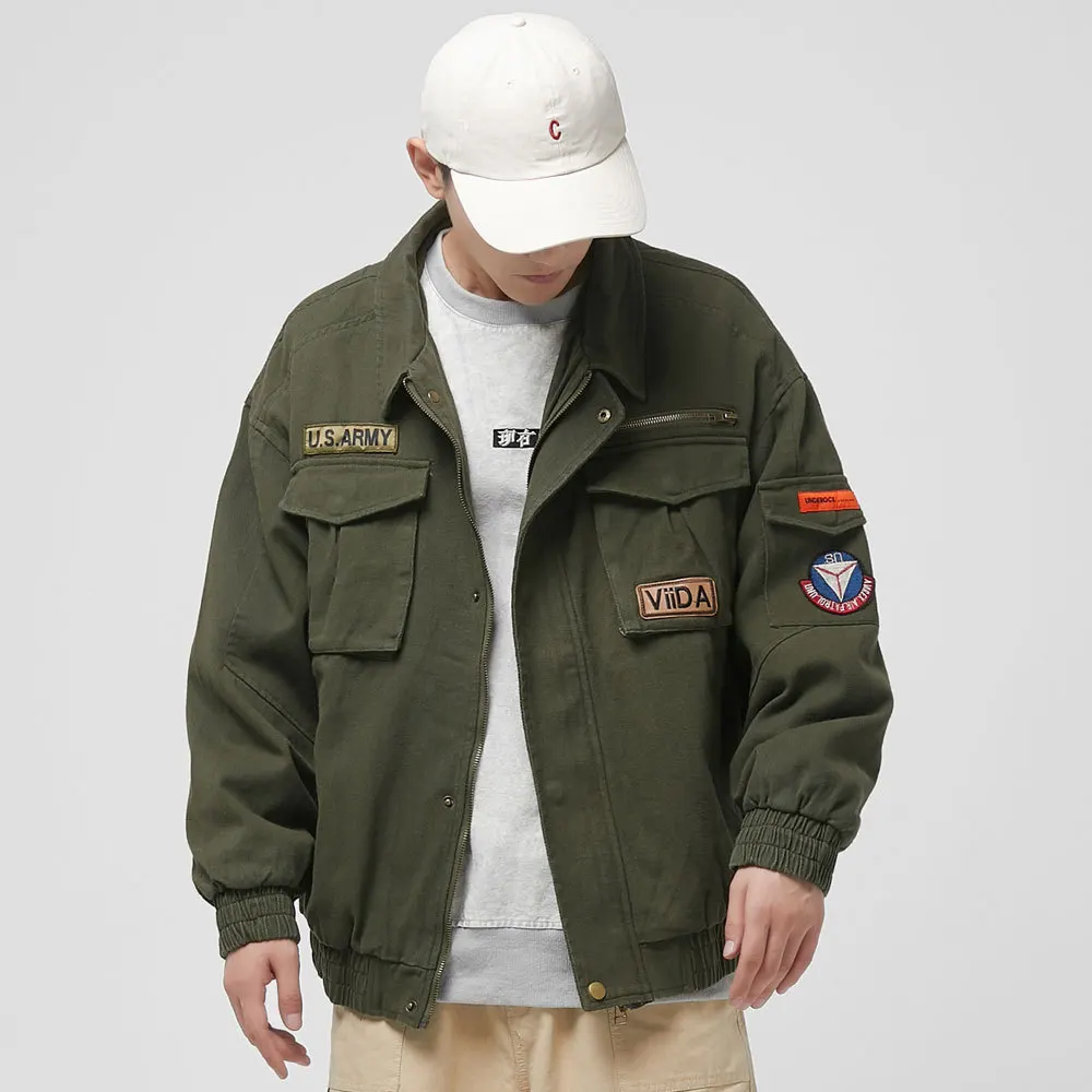 

Panda Stock Shu 2019 Autumn And Winter New Style Flight Suit MEN'S Jacket Multi-pockets Loose Casual Students Coat