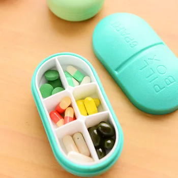 

NewMini Pill Box Foldable Container Drug Tablet Storage Travel Case Holder Mini Cute Plastic Pill Box 6 Grids Medicine Case
