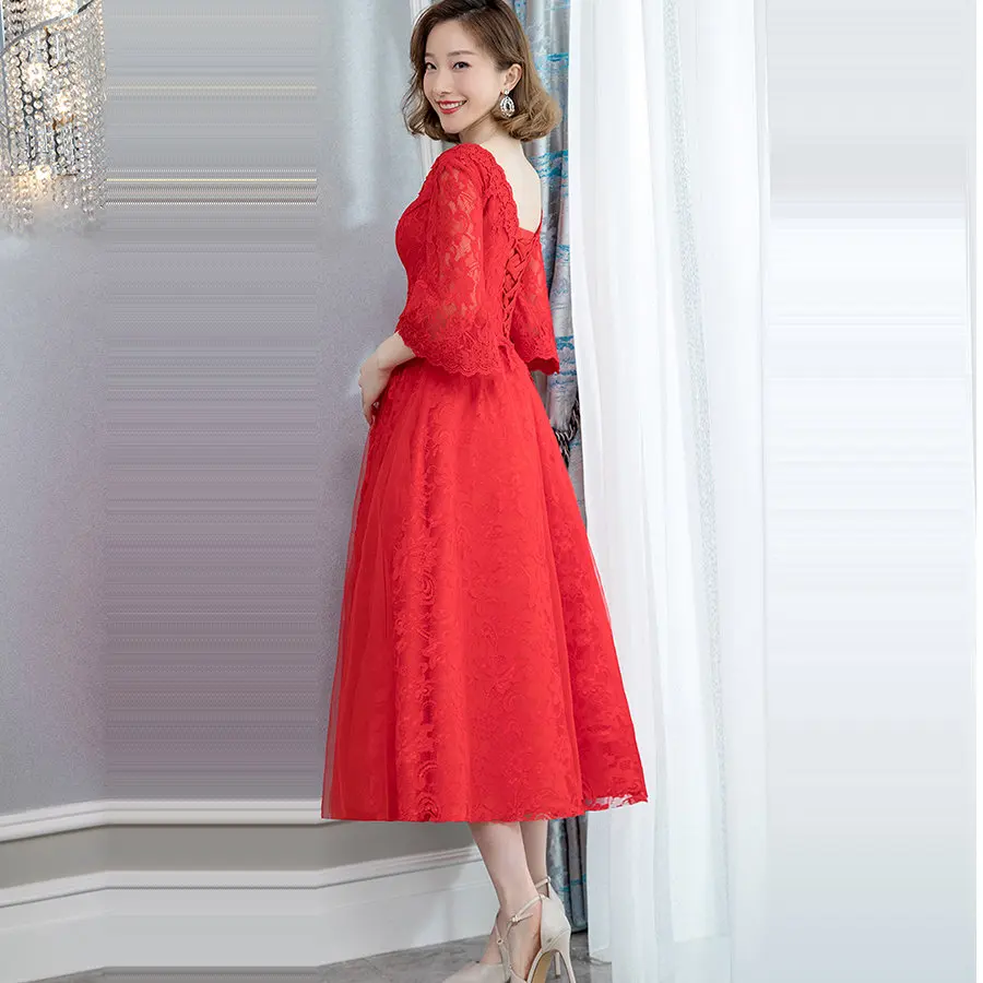 Кружевные платья для выпускного вечера Vestidos De Gala Y019 новые красные платья а-силуэта женские вечерние платья ночного размера плюс с v-образным вырезом для беременных платье на выпускной