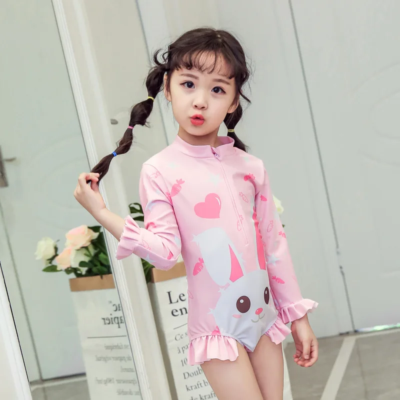 

CHILDREN'S Swimwear GIRL'S Girls One-piece Hooded Long Sleeve Cute Baby meng tu tu Princess Quick-Dry Bathing Suit Sun-resistant