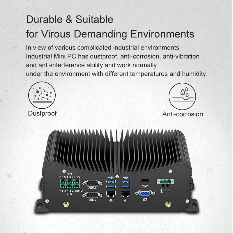 산업용 미니 PC 2 * DDR4 인텔 코어 i7 10510U 8550U i5 10210U 4G 모듈, HD GPIO 6 COM 4 RS485 Windows 10 팬리스 컴퓨터