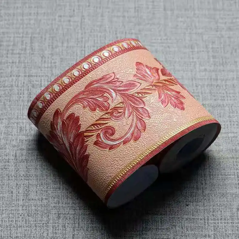 brown red flower DIY Emboss стикер на стену s виниловый водонепроницаемый домашний декор самоклеющиеся обои для ног линия талии стикер украшения кухни - Цвет: brown red flower
