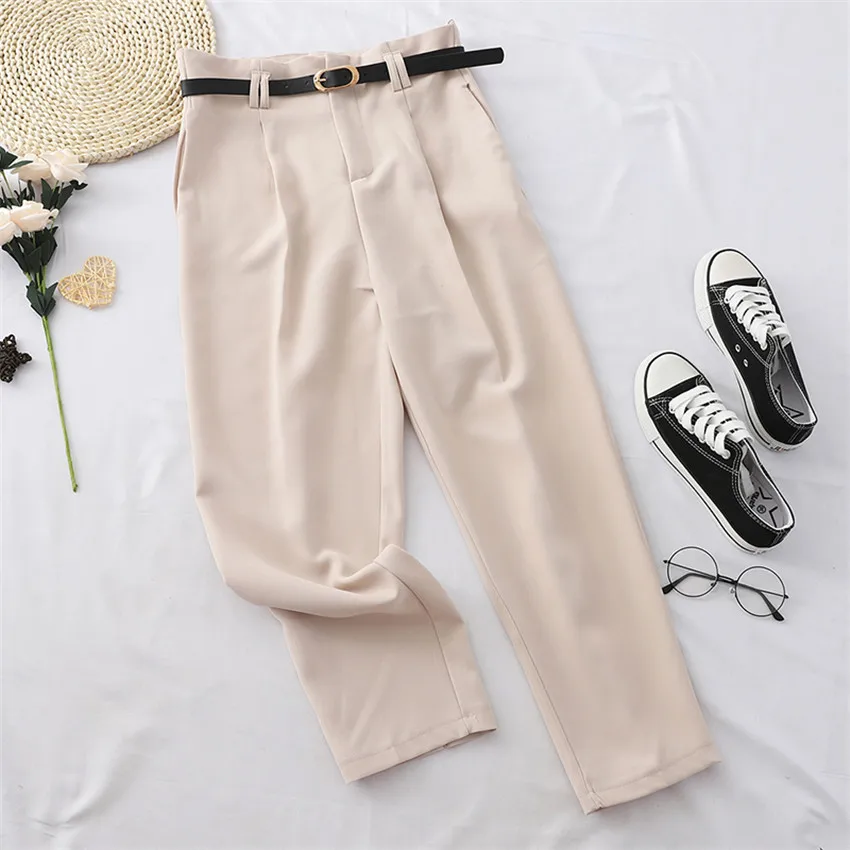 Gowyimmes Big Size Women Harem Pants With Sahes Harajuku Grey Black Trousers Casual Pant All-match Female Ankle-length Pants 594