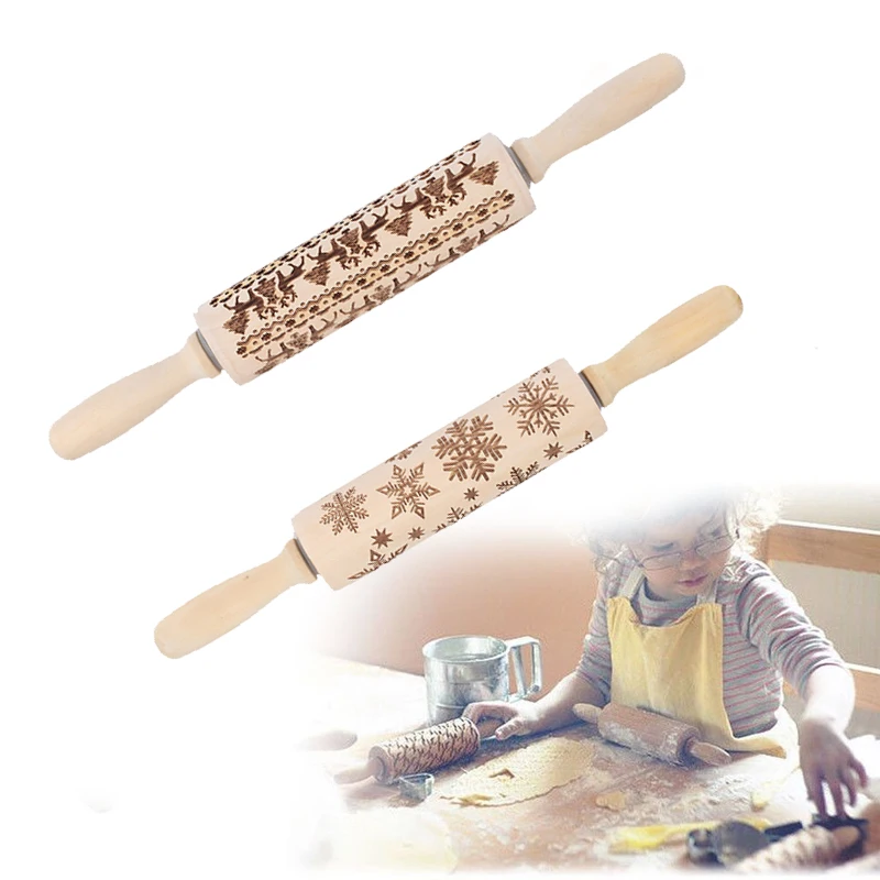 Bakng плесень торт с рисунком для выпечки Скалка деревянная Скалка рождественские пряники DIY красивые экологические