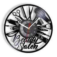 Beauty Salon Vinyl Record Wall CLock Hairdressing Barber Shop Vintage Design Beautiful Parlour Wall Art Decor Technician Gift 1
