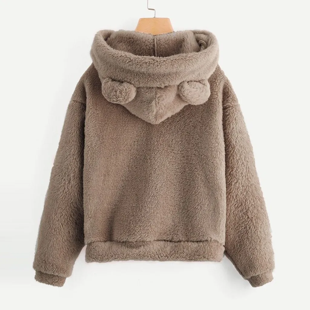 Adorable Fluffy Hoodie with Bear Ears-3