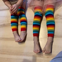 Baby Leg Warmers Girl Cotton Socks Children Rainbow Striped Crawling Knee Pads Colorful Knitted Leggings Winter Soft Sock 6