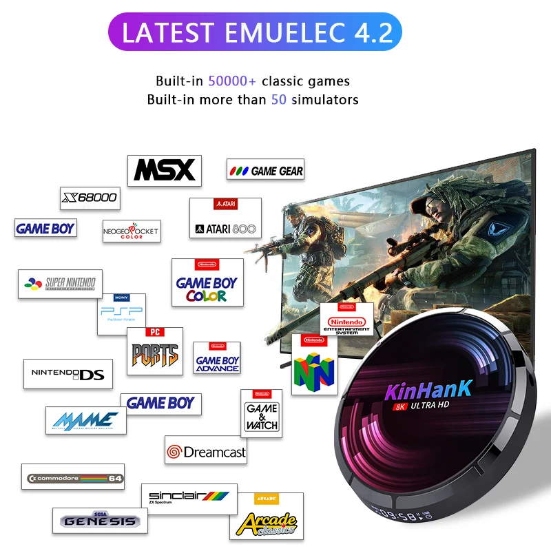 Console Per Videogiochi Retrò 4K Hd H96 Super Console X Max Per Ss/Psp/Ps1/N64/Snes Con 50000 Classic Game 4G Ram Android Tv 9.0