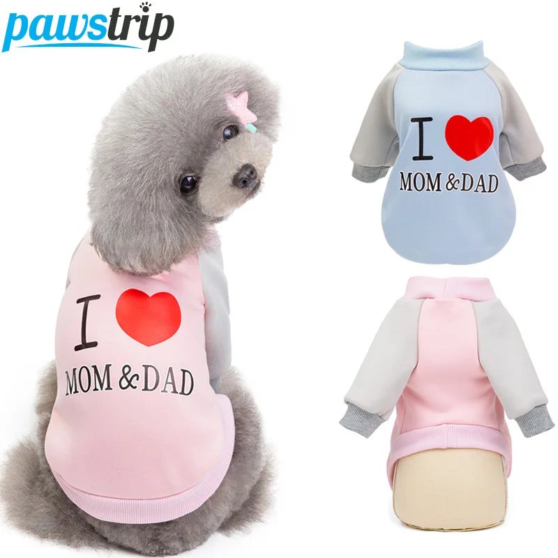 

I Love Mom&Dad Small Dog Clothes Warm Dog Coat Jacket Winter Dog Hoodie Clothing Chihuahua Cat/Puppy Outfits For Small Dogs