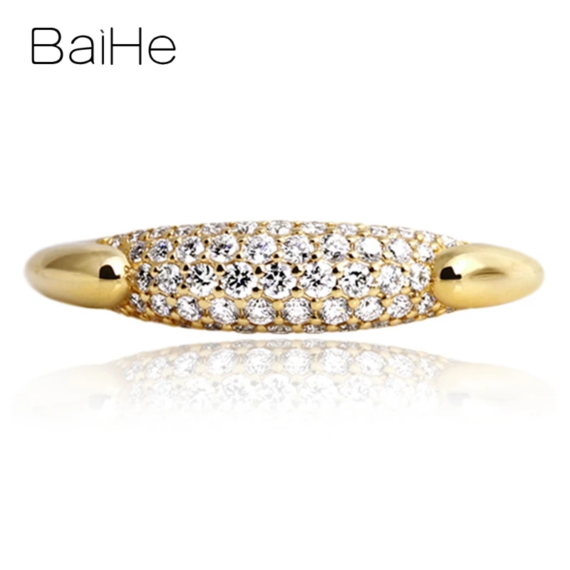 BAIHE Solid 14K желтое золото 0.28CT Сертифицированный H/SI круглый натуральные Алмазы обручальные женские модные ювелирные изделия кольцо