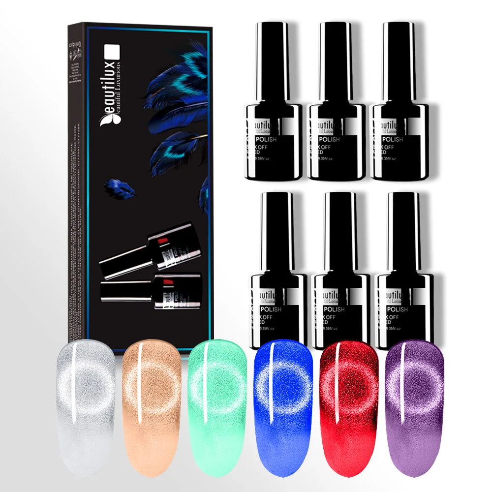 Beautilux Gel Polish Kit 9D Platinum Cat Eye Лак для ногтей Много магнитных гелей Полуперманентный
