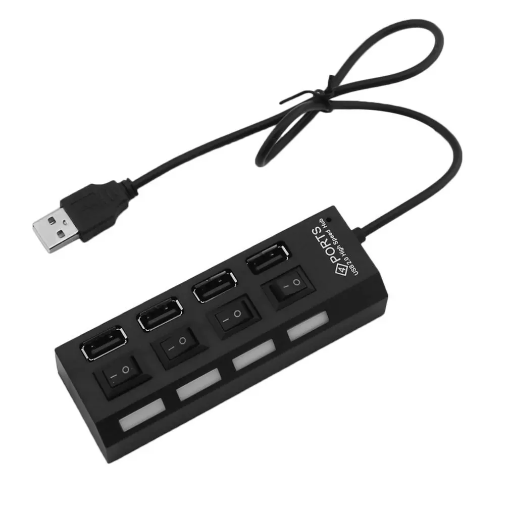 4 несколько портов USB2.0 концентратор переходник разветвитель высокая скорость для ПК ноутбук подключи и играй с переключателем ВКЛ/ВЫКЛ