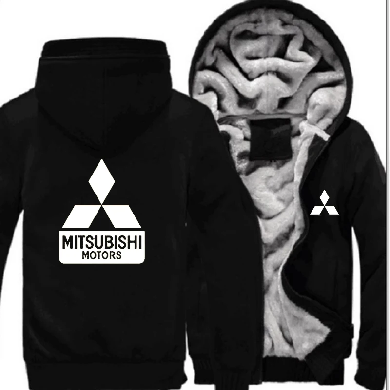 Бренд автомобиля Mitsubishi, зимняя куртка с капюшоном на молнии, Мужское пальто, повседневная утепленная толстовка с логотипом Mitsubishi, Модная белая толстовка с принтом