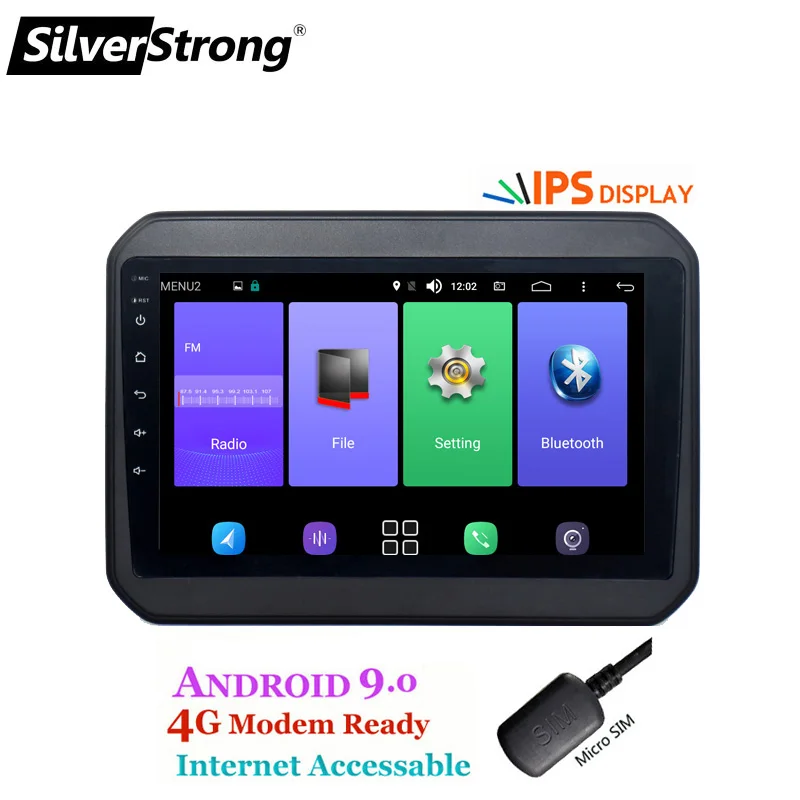 Discount SilverStrong 4G SIM Modem Car Android9.0 player for SUZUKI IGNIS ignis 9 inch gps navigation WIFI BT RDS 2 din radio multimedia 2