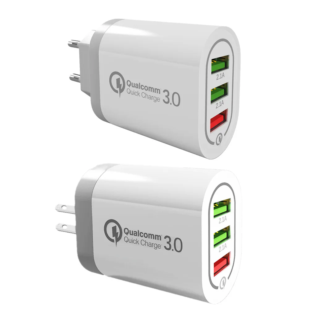 100 шт 18 Вт 3 порта usb Quick Charge 3,0 USB зарядное устройство QC3.0 настенное зарядное устройство для мобильного телефона для i Phone X Tablet EU US QC Быстрая зарядка