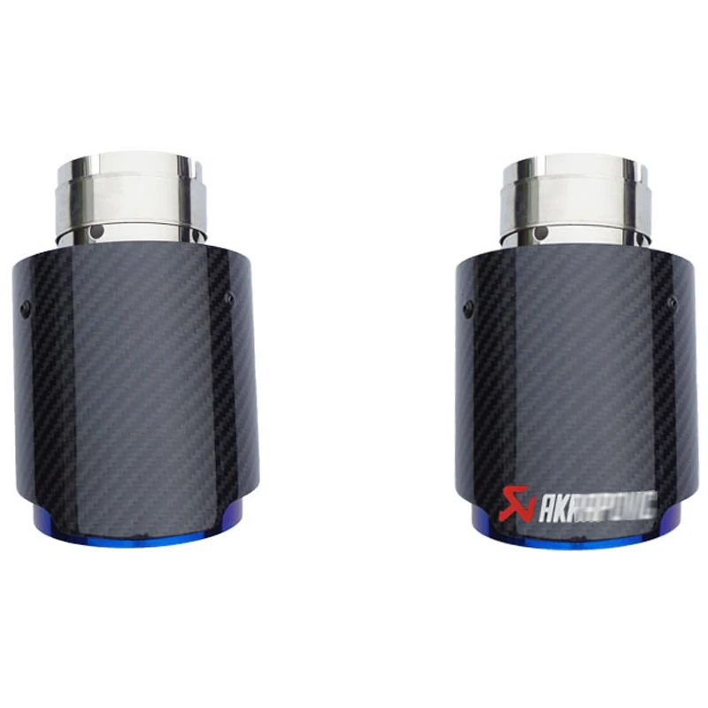 

Ak Car Exhaust Tail Pipes twill Glossy Carbon Muffler Tip Tail End Stainless Steel Straight Flange blue 101mm