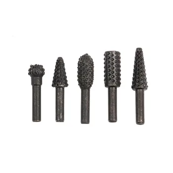 

5PC Carbon Steel Rotary Rasp File 1/4" Shank Rotary Craft Files Rasp Burrs Wood Bits Grinding For Woodworking Hand Tool Set