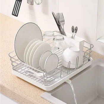 

Bowl Dish Drainer Drying Rack Removable Rust Proof Utensil Hold For Kitchen Counter Storage Rack Kitchen Tray Green White Gray