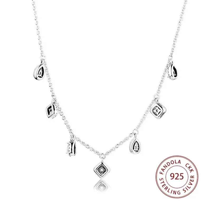 925 пробы Серебряное ожерелье с подвеской в виде геометрических фигур для женщин, роскошное модное ювелирное изделие