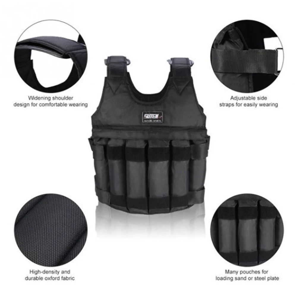 20kg 50kg Max Loading Weight Vest for Boxing Workout Fitness Equipment  Adjustable Weighted Vests Waistcoat Jacket Sand Clothing Weighted Vest Training (12)