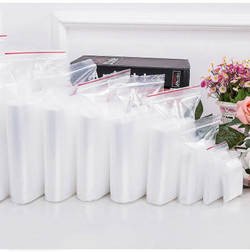 100pcs-4X6-5X7-6X8-7X10CM-Plastic-Zip-Lock-Ziplock-Bags-Clear-Food-Storage-Package-Jewelry-packing (1)