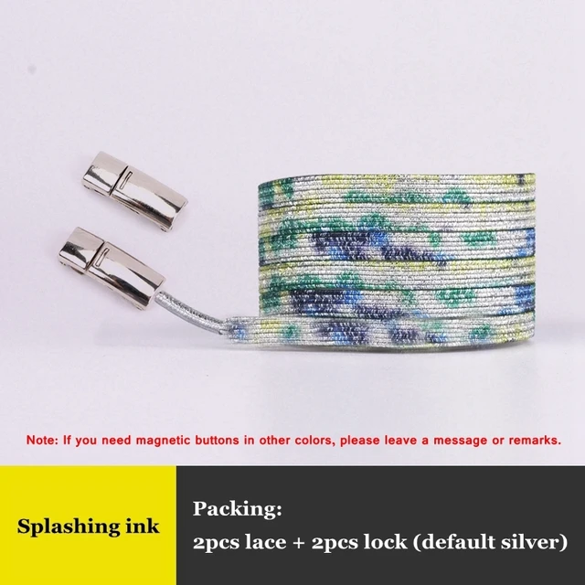 New Rainbow Magnetic Lock Shoelaces Elastic No tie Shoe laces Sneakers Shoelace Kids Adult Lazy Laces One Size Fits All Shoes Splashing ink