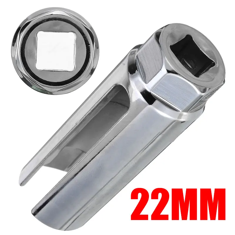 Universal 1pc 22mm 7/8'' Chrome Lambda O2 Oxygen Sensor Socket Removal Tool Side Wire Cutout 1/2'' Drive