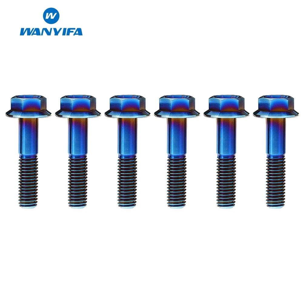 

6Pcs M8x50 55mm DIN6921 Flange Hex Head Titanium Ti Bolts Screws for Bicycle Motorcycle Parts