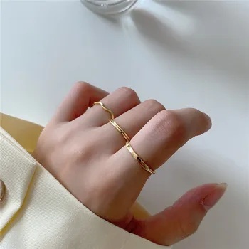 

POFUNUO Real 925 Sterling Silver Women pretty Minimalist Mini Rings Girls Stylish Delicate Exquisite Super Thin 18K Gold Rings