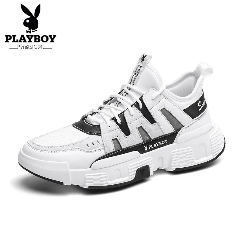 Белый PLAYBOY/Новинка; дышащая мужская обувь; модная Высококачественная Мужская Повседневная обувь; удобные кроссовки для пары; PL615107 - Цвет: Белый