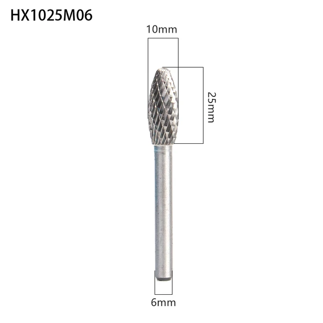 YG8 Alloy Rotary File 1Pcs Oval H-shape Single And Double Groove Tungsten Steel Woodcarving Grinding Head Carbide Milling Cutter HX1025M06