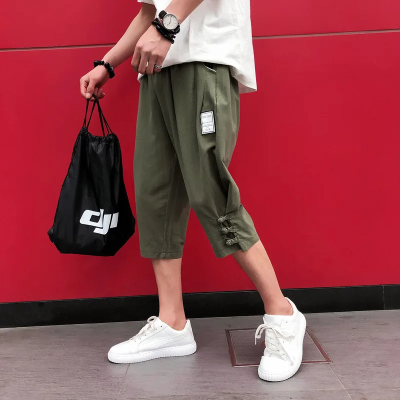 

2020 Fashion Casual Simple Versatile Straight-Cut Casual Capri Pants Korean-style Casual Bib Overall Men'S Wear