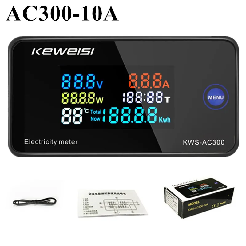 6-in-1 KWS-AC300 100A Digitales Wattmeter AC Amperemeter KWS Power Energy Meter Volt Watt Kwh LED Voltmeter mit Reset-Funktion – Detail 11