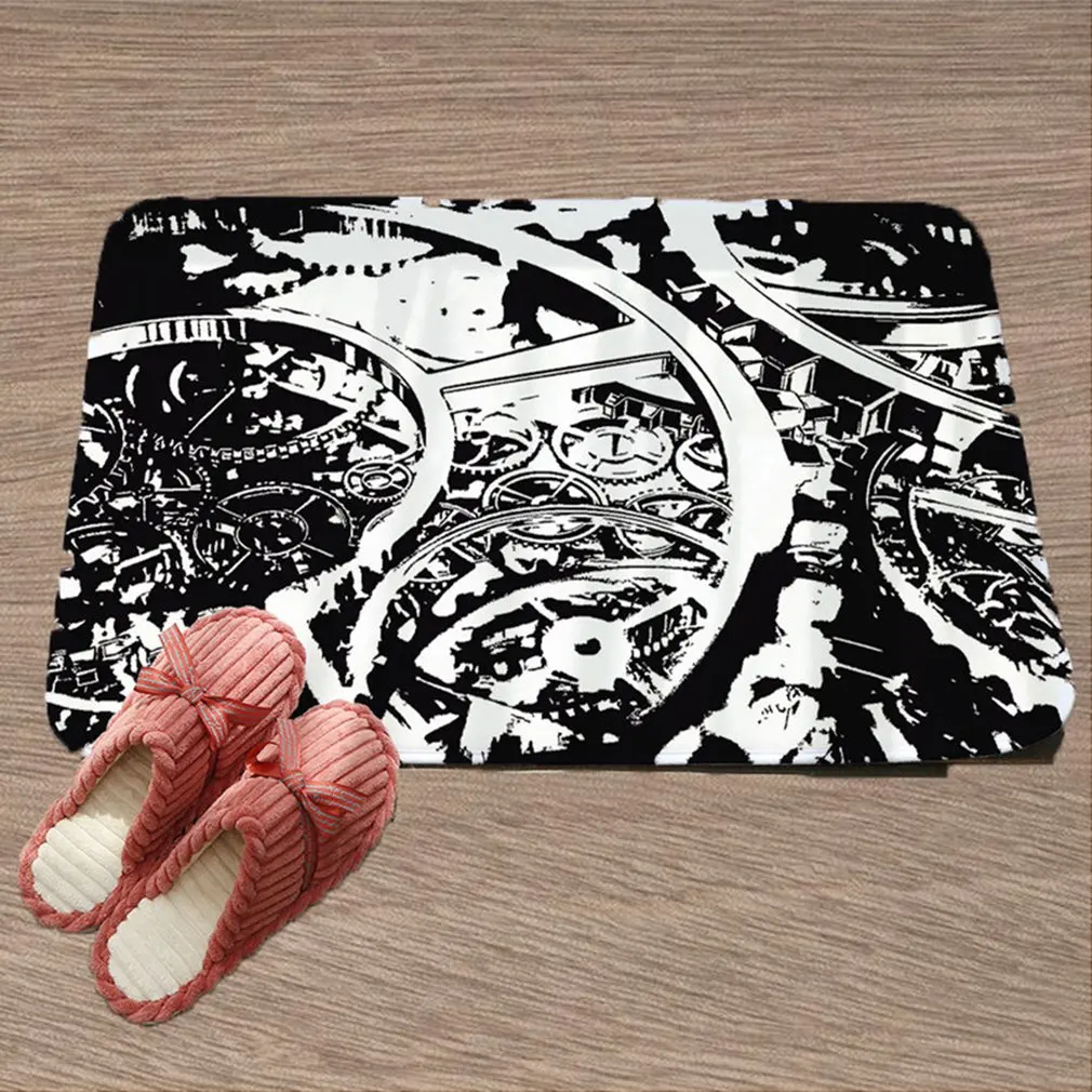 Vintage Hand Draw Clock Pattern Door Mat Floor Carpet for Living Room Polyester Rug Anti-Slip Doormat Home Decoration |