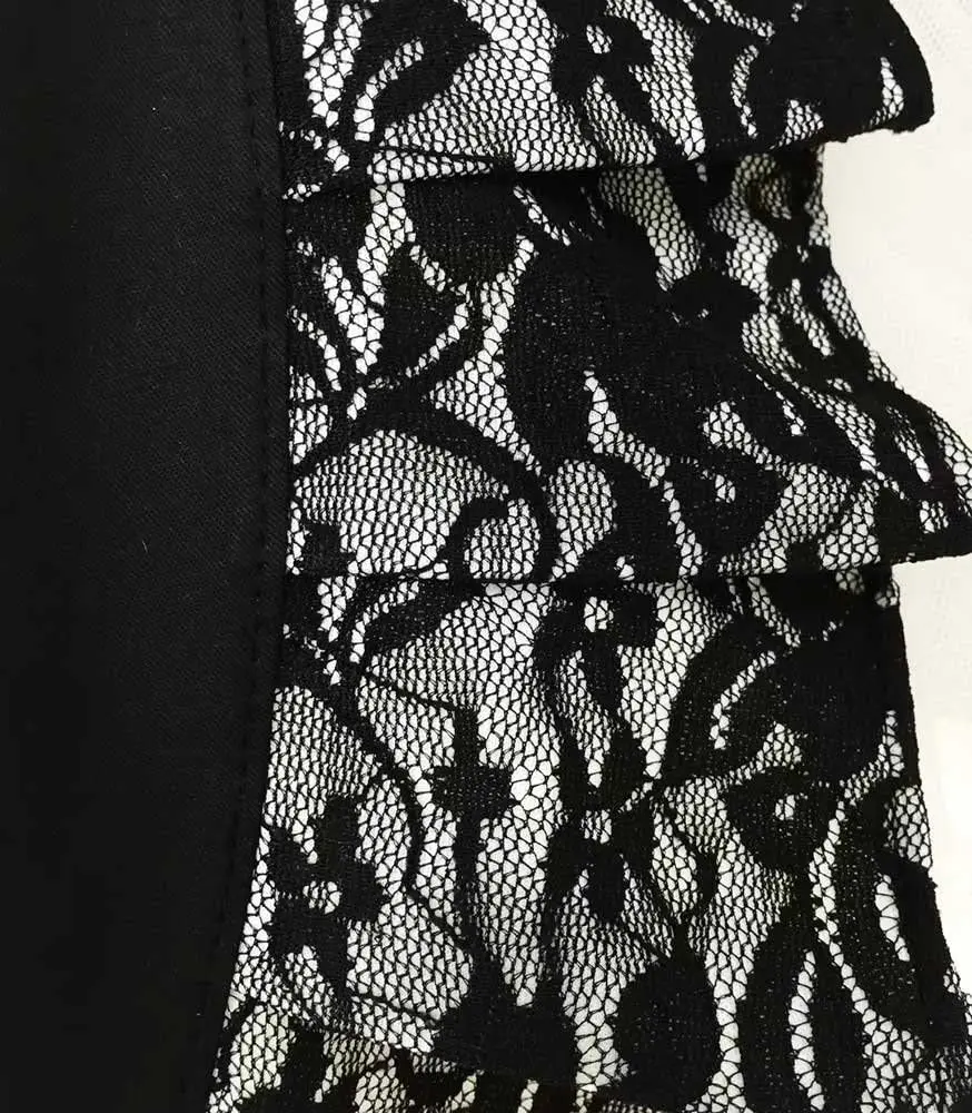 Cotton Black Lace Flirty Apron with Pocket, Fun Retro Sexy Cooking Pinup Aprons for Women Girls Waiter C1A1