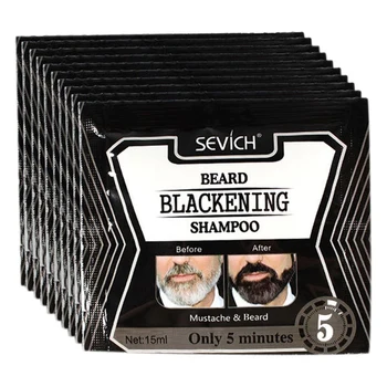 

Sevich 10Pcs 5Mins Blackening Beard Shampoo Dye Beard Into Black Herb Natural Faster Blackening Beard Coloring Removal