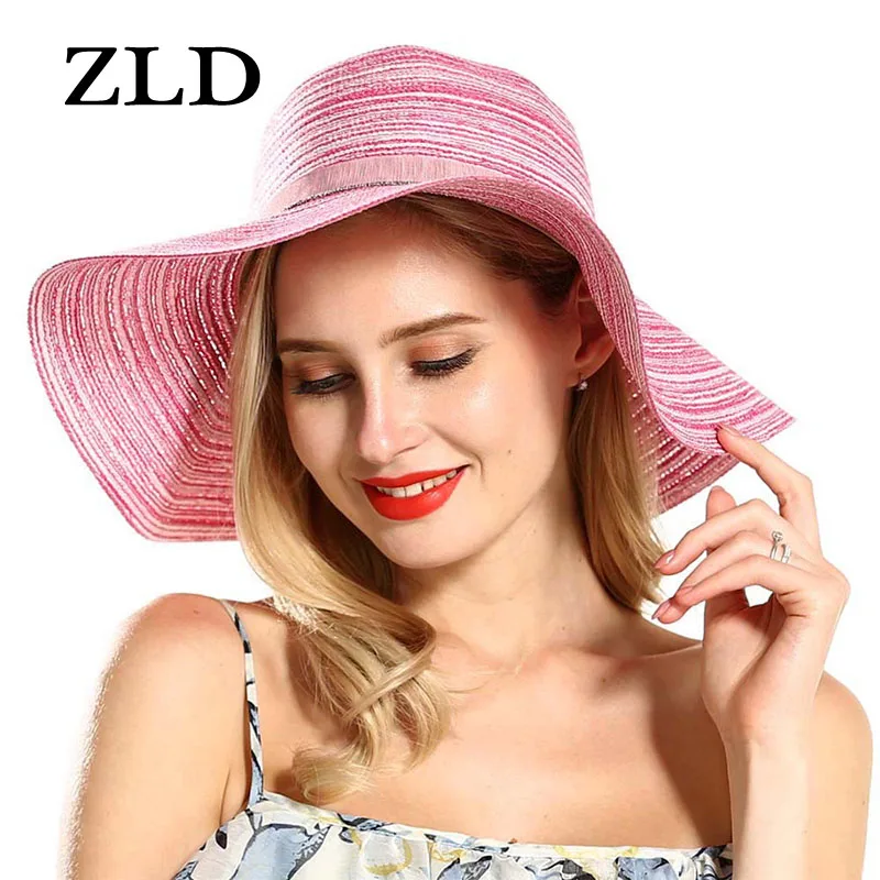 ZLD Foldable beach straw hat female summer seaside big hat sunscreen