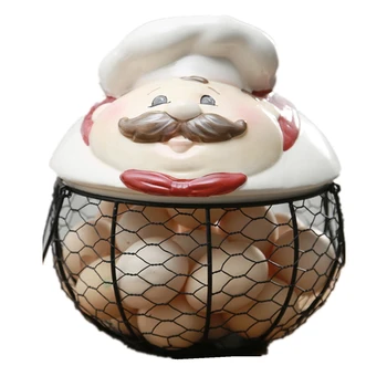 

Ceramic Egg Holder Chicken Wire Egg Basket Fruit Basket Collection Hen Ornaments Decoration Kitchen Storage Chef