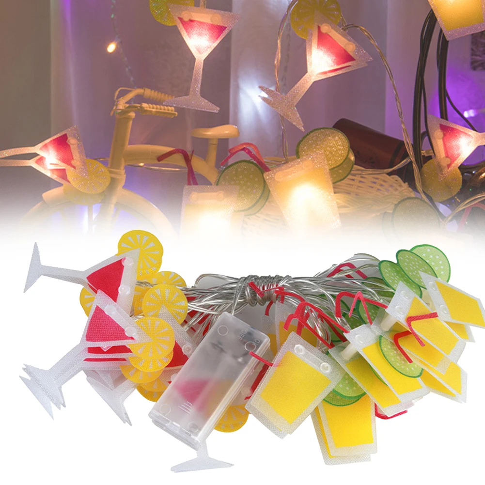 Party PVC Gift Portable Decoration Hotel Bedroom Wine Glass Shaped Home String Lamp Bar Wedding Battery Powered Atmosphere