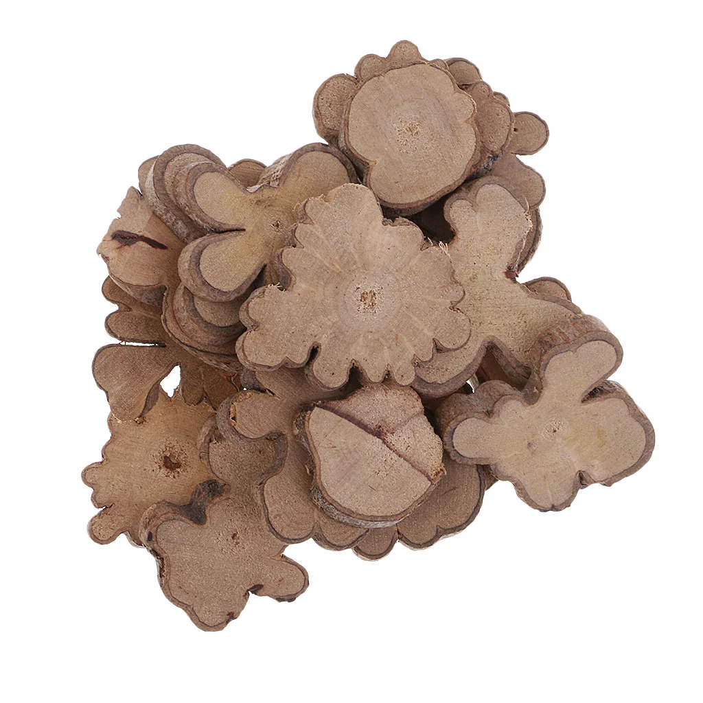 20pcs Irregular Shapes Wood Log Slices Discs Decorative Rustic Wedding Table