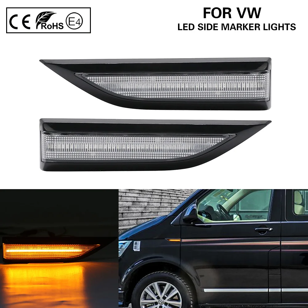 

2X Clear Amber LED Side Marker Lamp turn signal light for VW T6 2015-