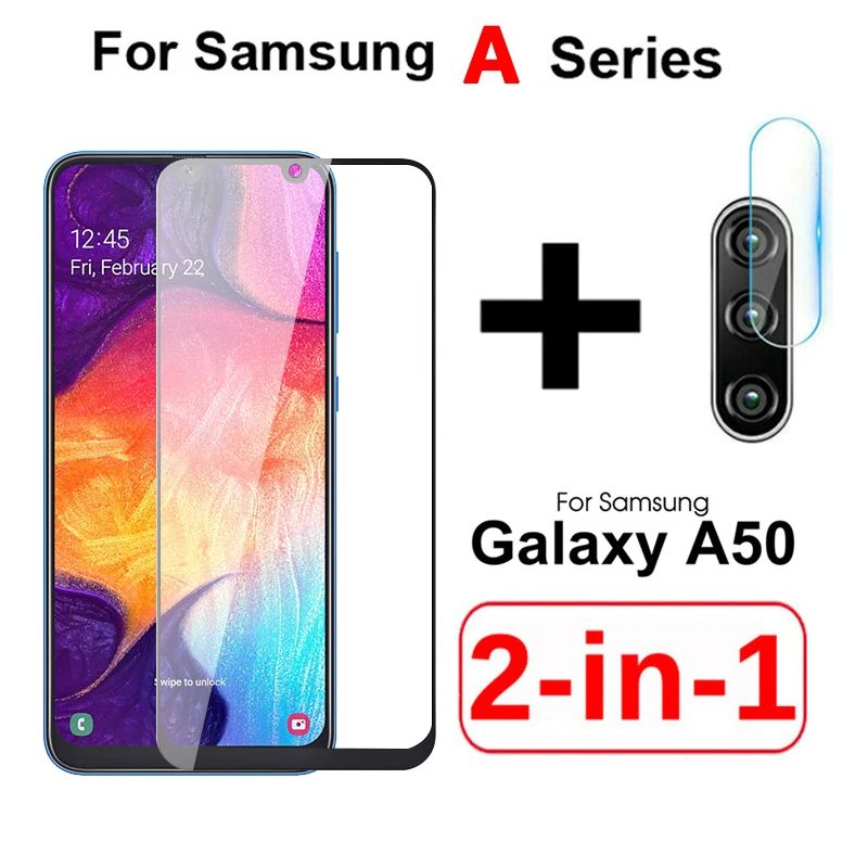 2-в-1 Стекло для samsung Galaxy A70 A50 A40 A30 A20 S10E J4 J6 A7 M30 M20 Экран протектор и Камера Защитная пленка закаленное Стекло