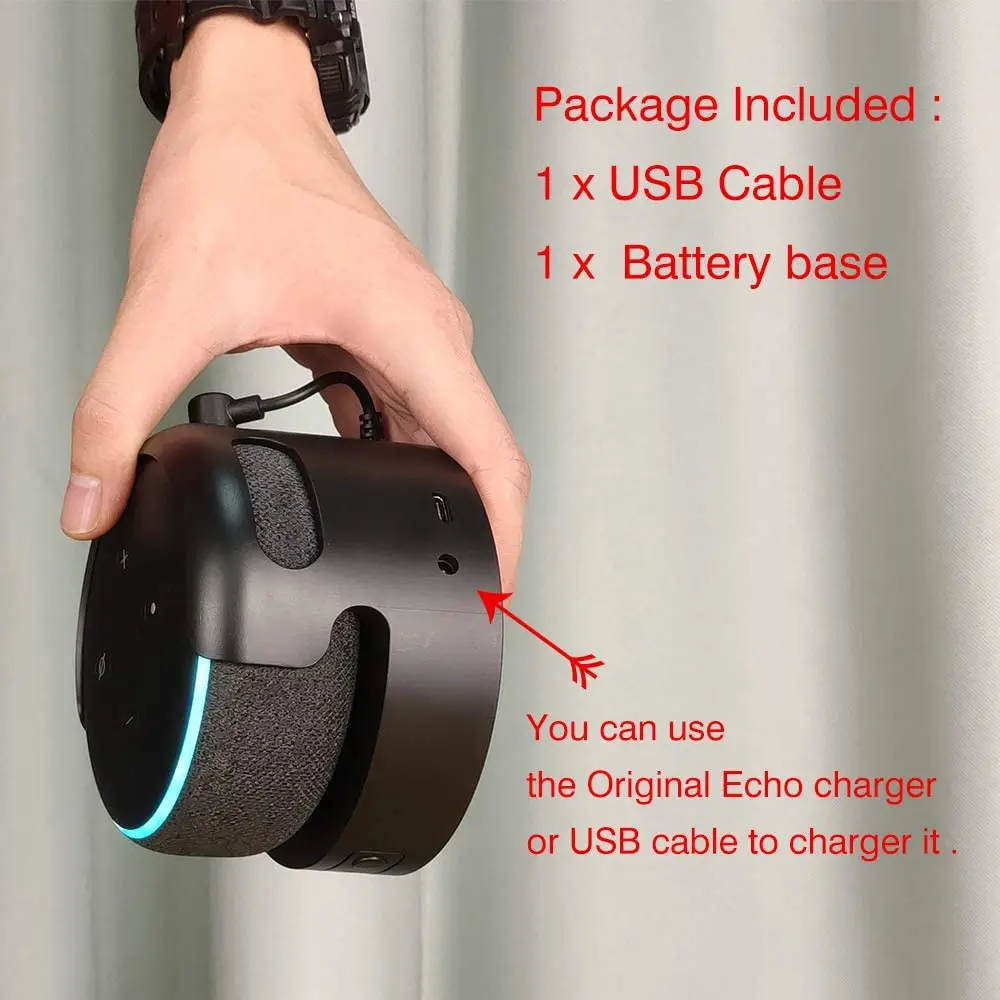 Bateria para Echo Dot 3rd Base de Bateria para Echo Dot Suporte Montagem Carregador Portátil Docking Station Accessiores - Image 3