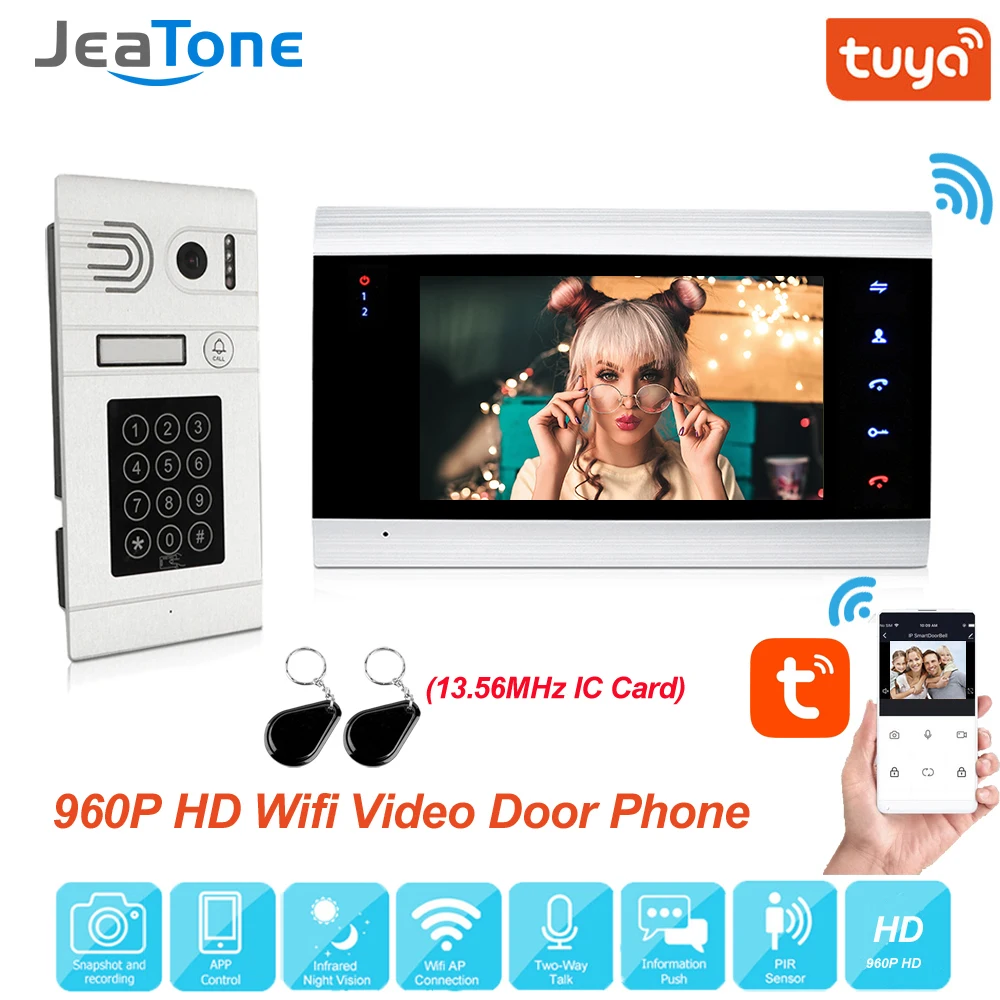 Tuya Smart Home App Remote Control WiFi IP Video Door Phone Video Intercom Access Control Motion Detection Code Keypad + IC Card