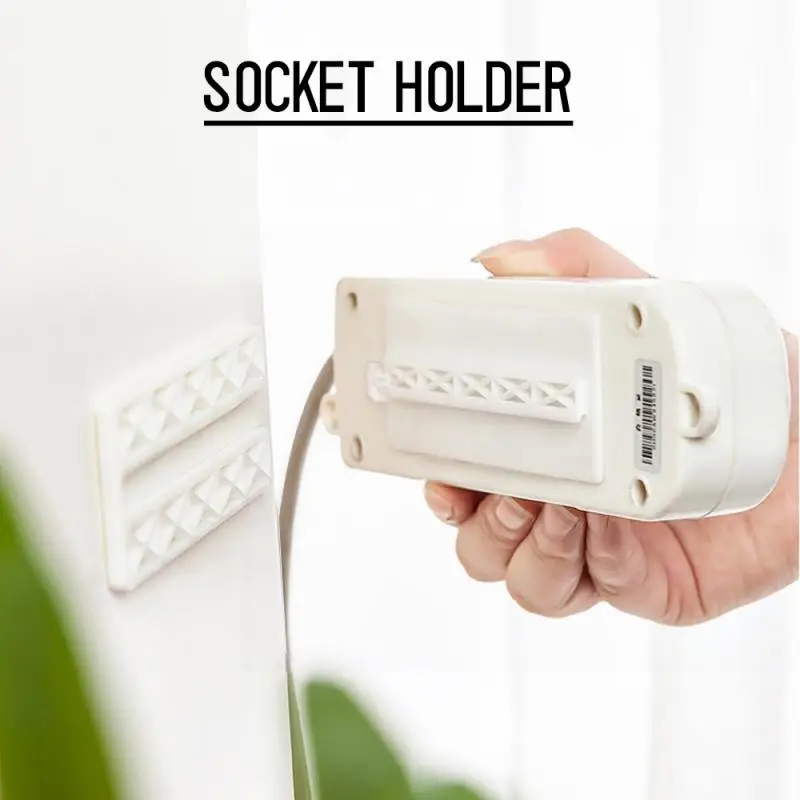 

Powerful Non-mark Wall Sticker Creative Insert Row Holder Power Strip Bracket Automatic Paste Plug Fixing Cable Organize Cable