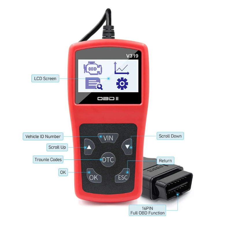 V319 автомобильный диагностический инструмент для 1996 и более новых obd транспортных средств